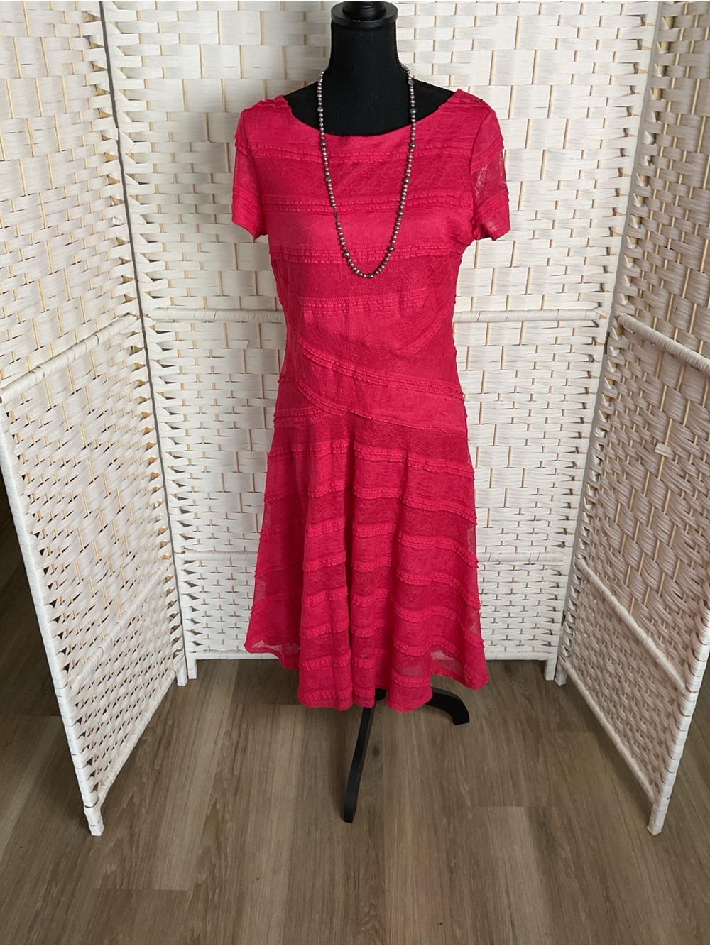 Signature by Sangria Bright Lace Fit & Flare Dress
